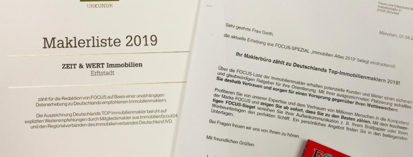 Auszeichnung Focus 2019 Immobilienmakler