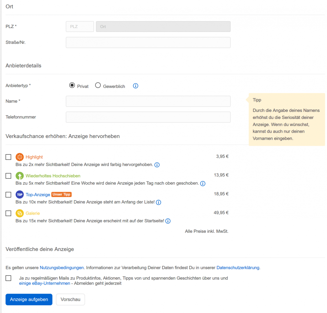 ebay-Kleinanzeigen 5 Vergleich