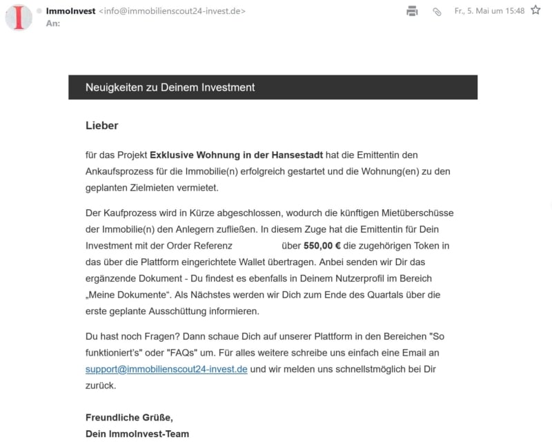 Scout24 Immobilieninvest Update