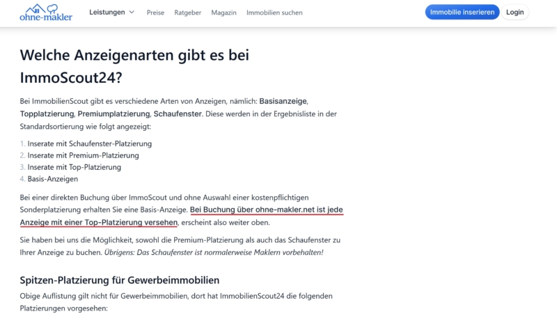 OhneMakler.net Top-Platzierung Immoscout24