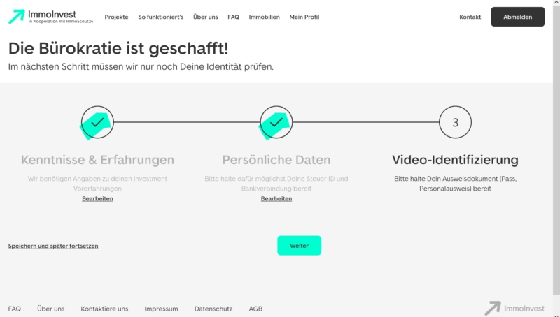 Video-Ident verfahren um digital in Immobilien zu investieren ImmoInvest