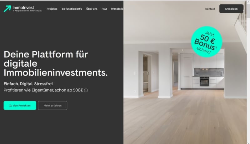 ImmoInvest 500 € Startbonus