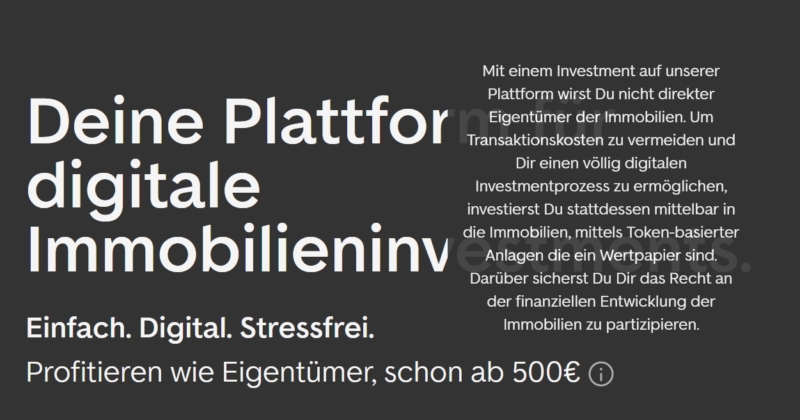 Token basierte Immobilieninvestments ImmoScout